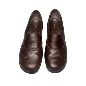 Clarks Dark Brown Leather Loafers Size 9M